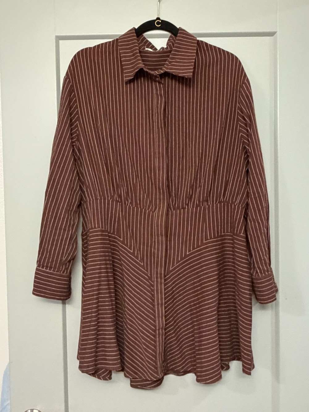 Showpo Rust-Striped Button Down Tunic Dress